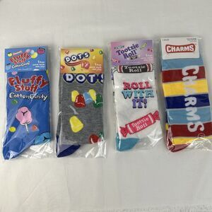 Retro Candy Novelty Crew Socks Women's Size 6-12 & 9-13 Fun l Lot of 4 New